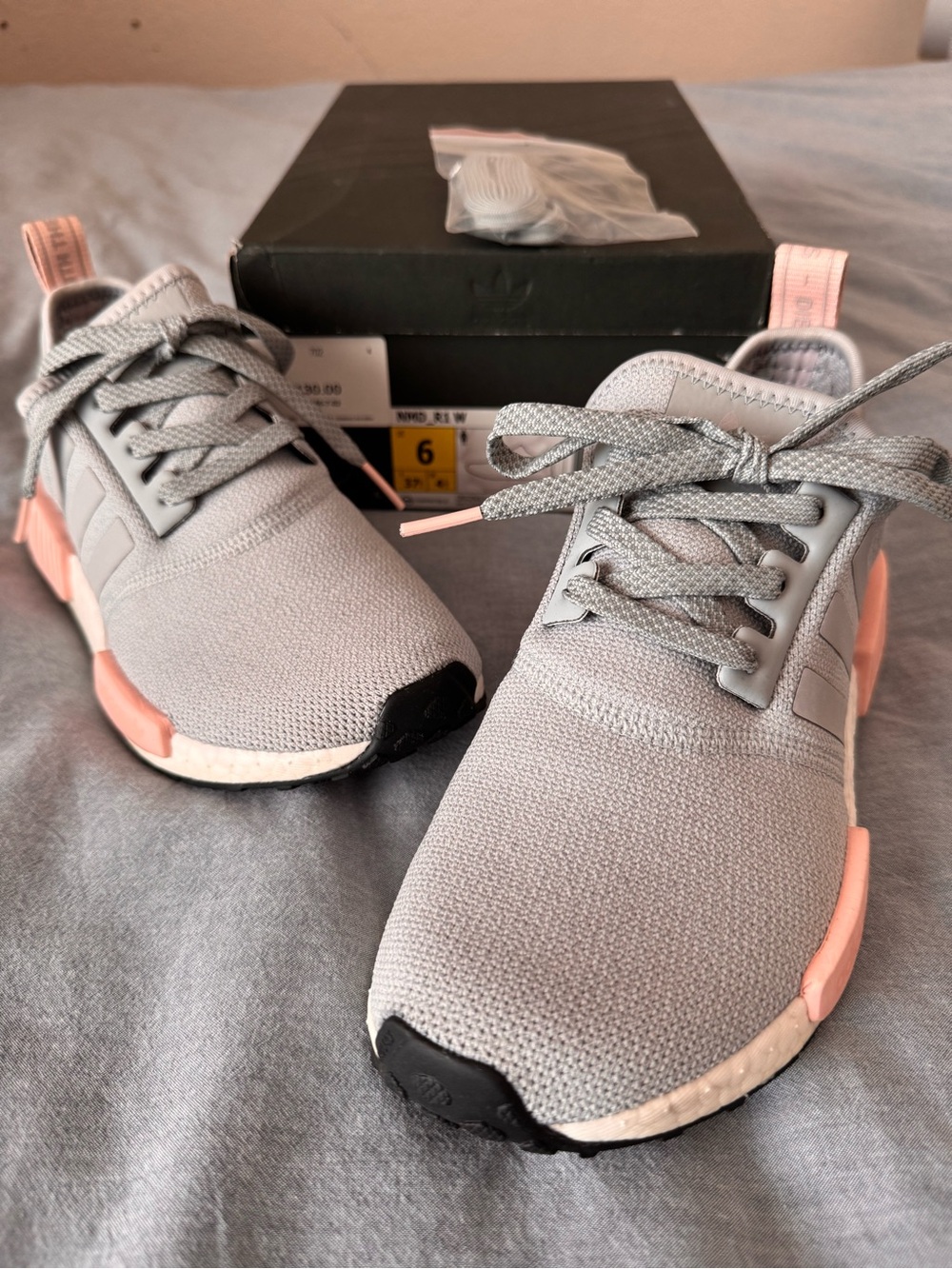 adidas gray and pink NMD knit sneakers - 6W